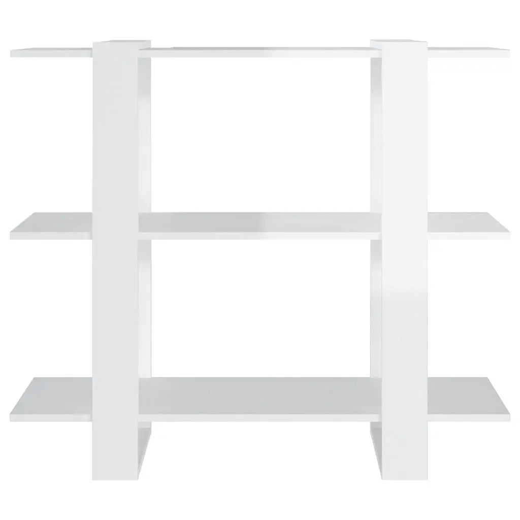 High Gloss White Book Cabinet Room Divider Storage Organiser 100W x 30D x 87H cm