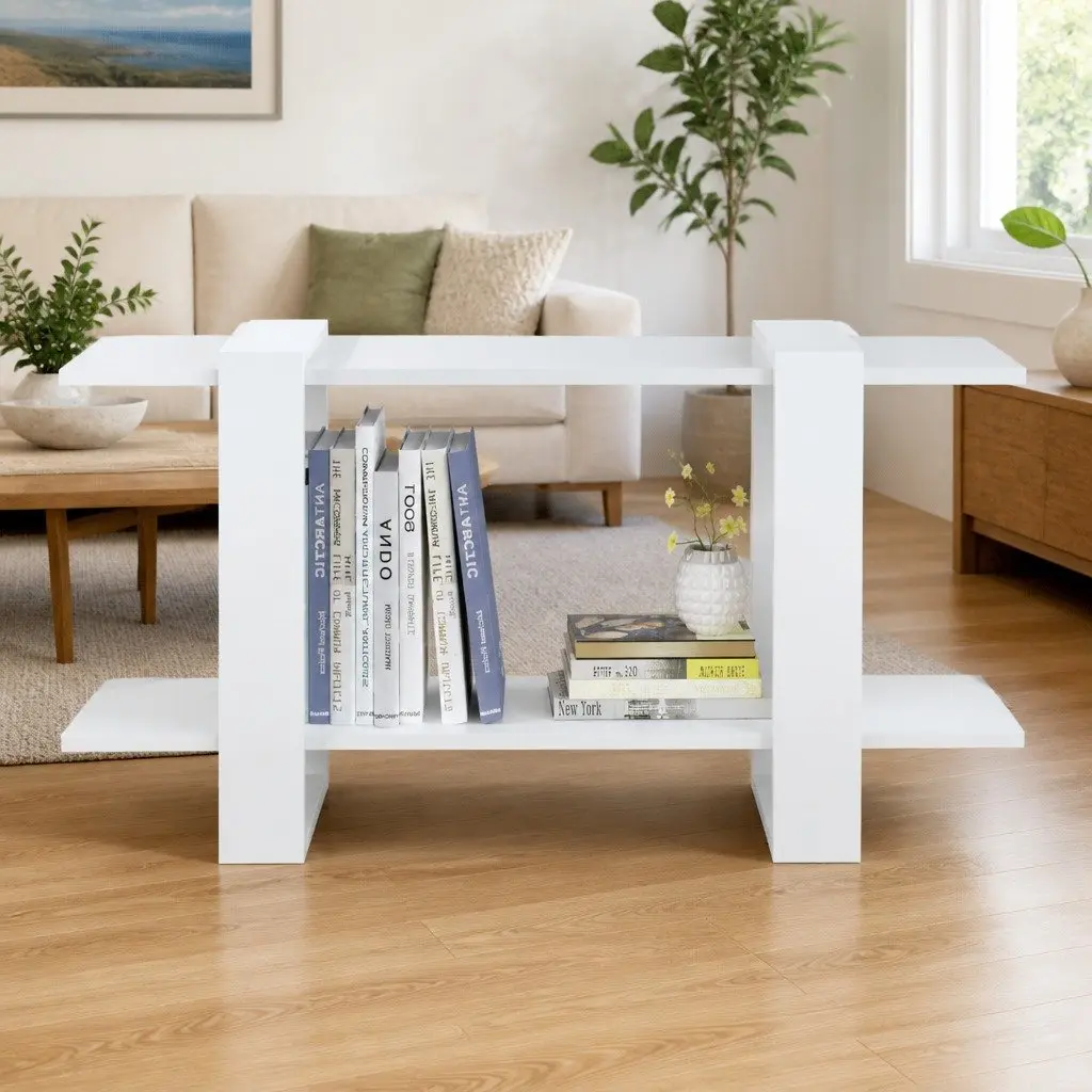 Book Cabinet White Shelving Unit Engineered Wood 100 x 30 x 51 cm