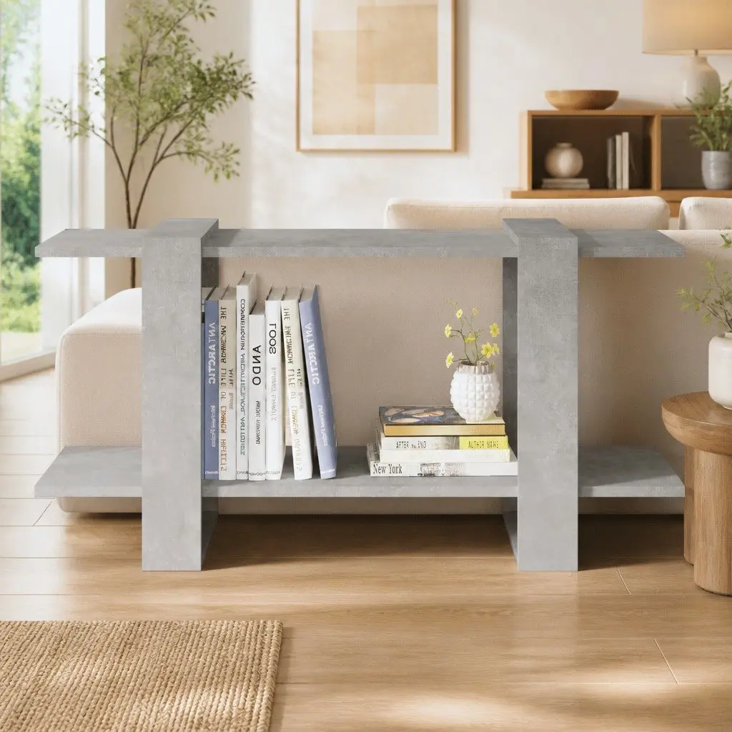 Book Cabinet Grey Shelving Unit 100x30x51cm