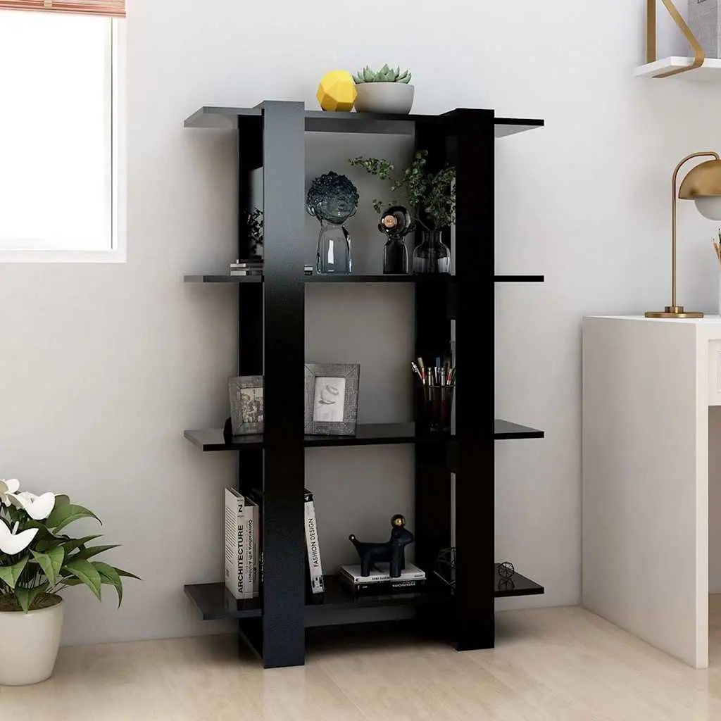 Black Wooden Book Cabinet Room Divider Storage Organizer 80W x 30D x 123.5H cm
