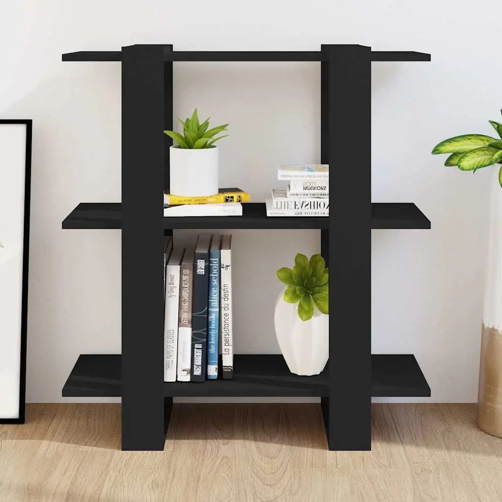 Book Cabinet Room Divider Wooden Storage Shelving Unit Black 80W x 30D x 87H cm