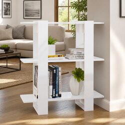 White High Gloss Book Cabinet Room Divider Wooden Bookshelf Storage Shelving