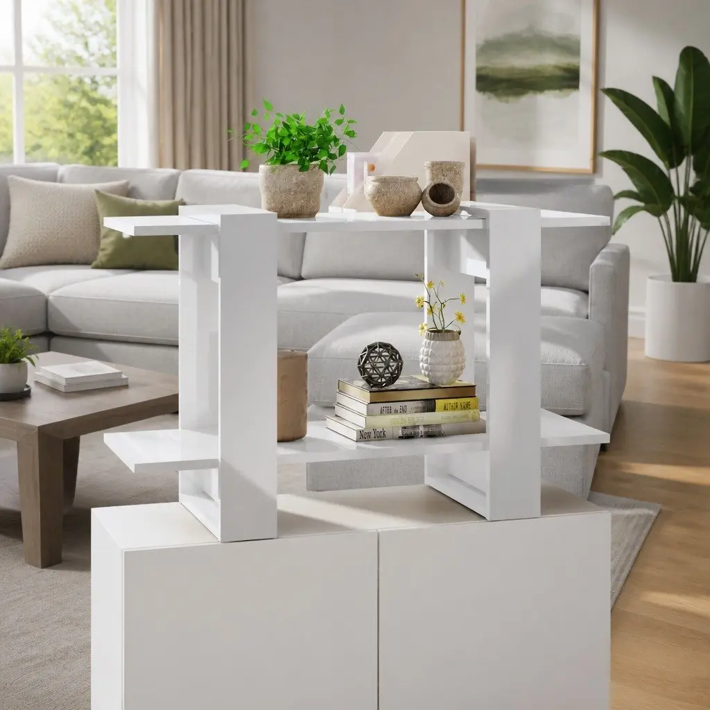 High Gloss White Book Cabinet Room Divider Bookshelf Storage Organiser Hallway