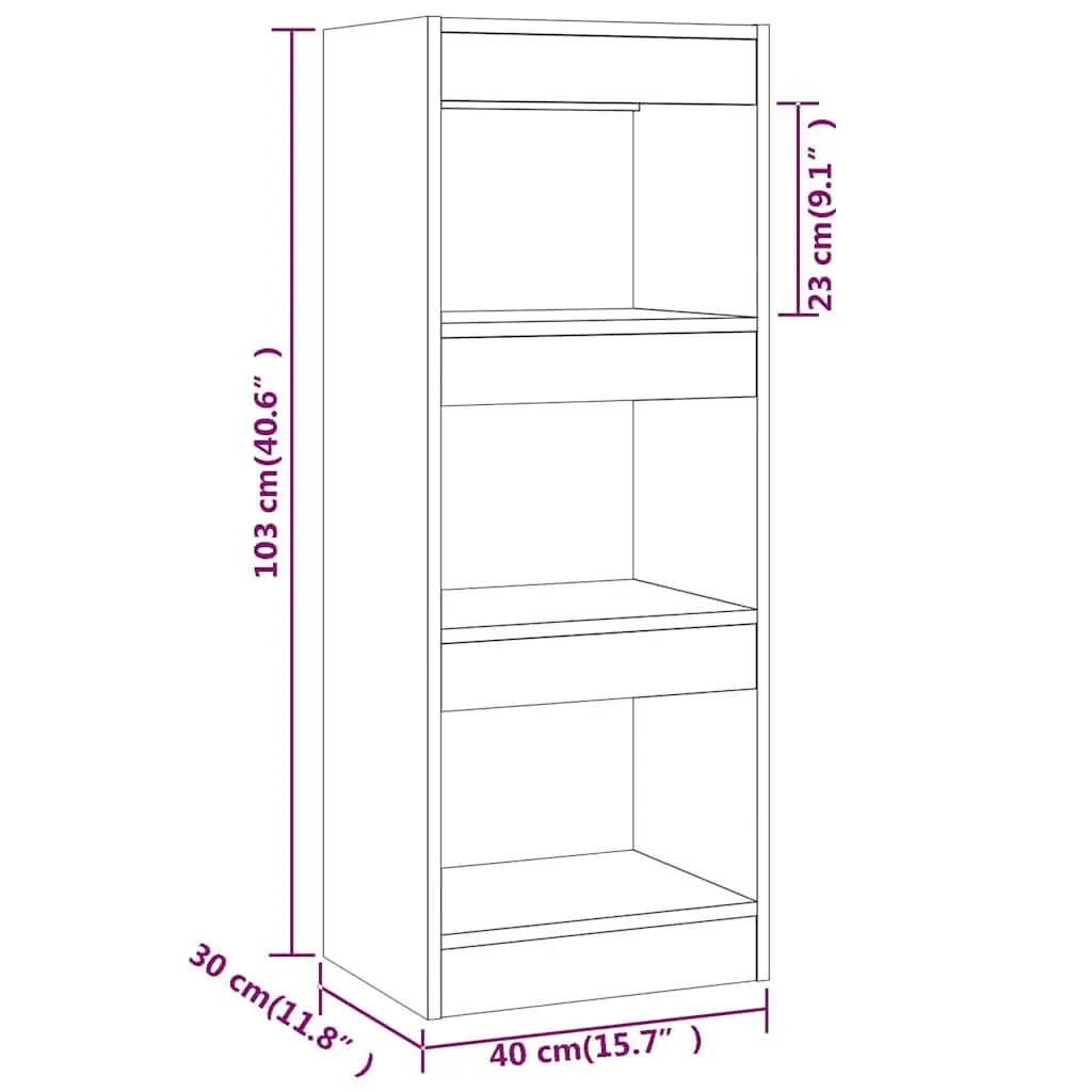 Book Cabinet Room Divider White High Gloss 40 x 30 x 103 cm