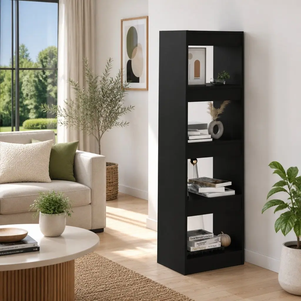 Book Cabinet Room Divider Black 40 x 30 x 135 cm Storage Shelving Unit Bookcase Standing Shelf