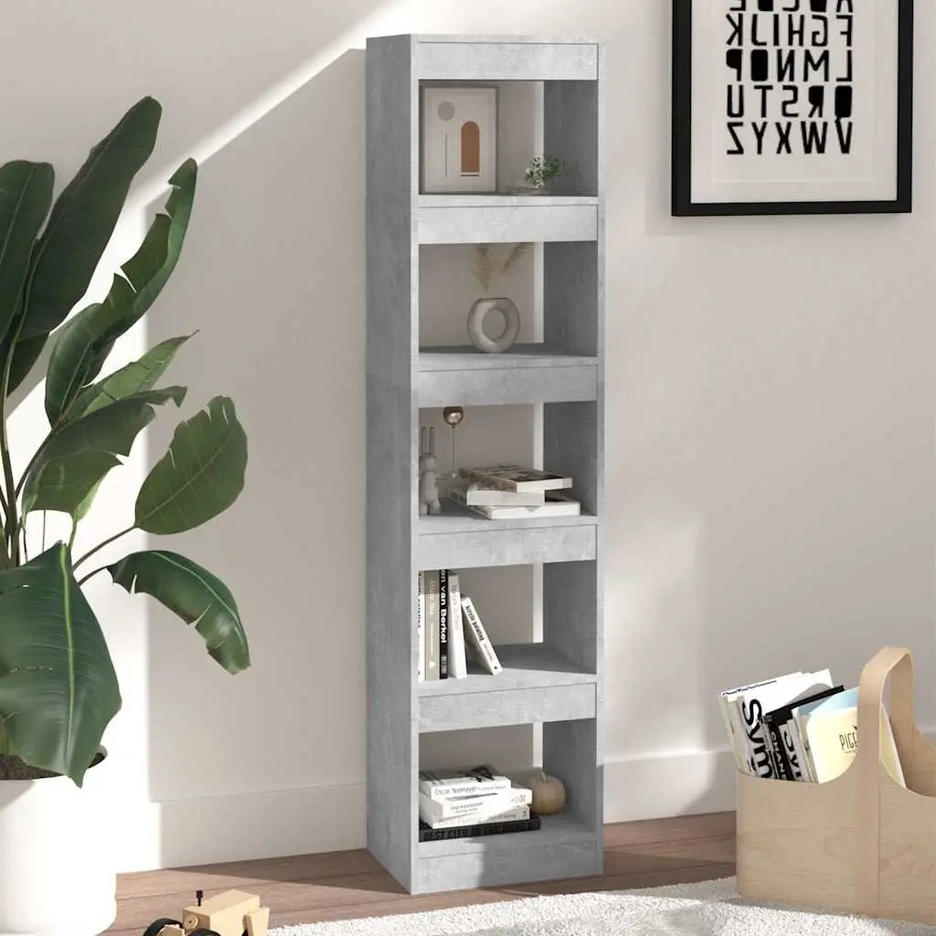 Book Cabinet Grey Room Divider Storage Shelf Standing Shelving Unit 40 x 30 x 166 cm