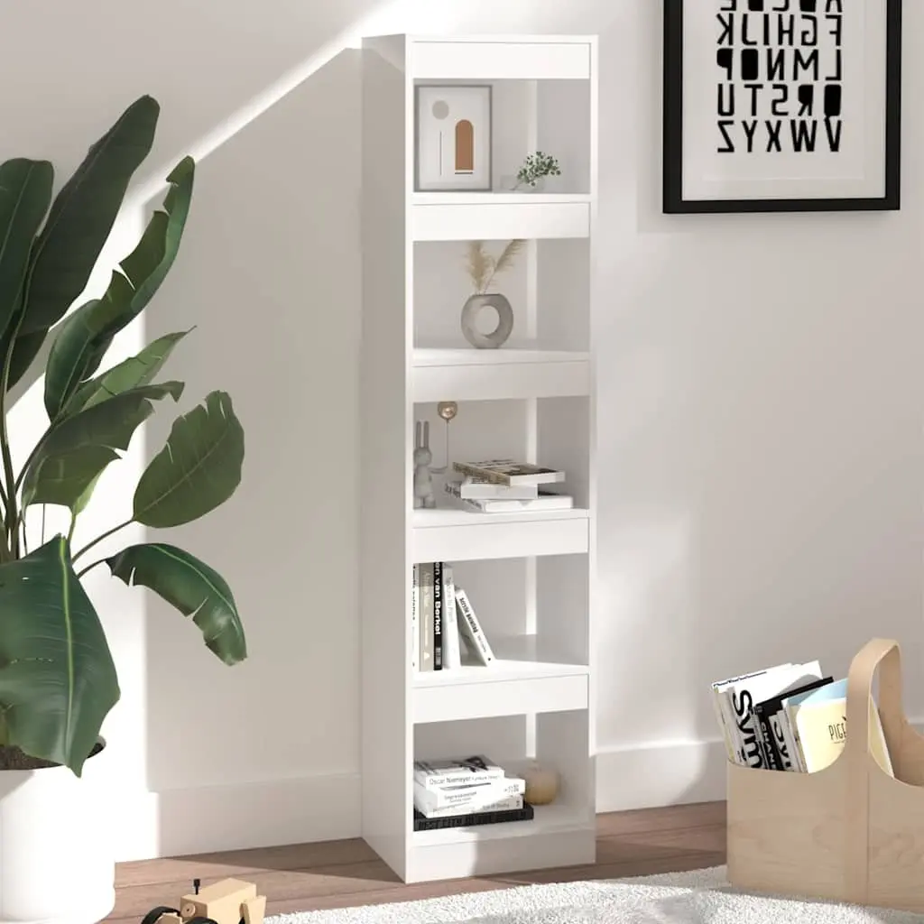 Book Cabinet High Gloss White Room Divider 40 x 30 x 166 cm