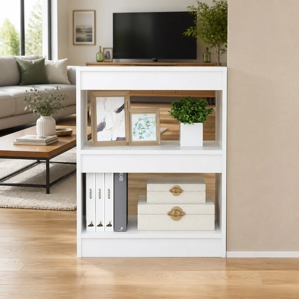 White Book Cabinet Room Divider Shelving Unit Storage Bookcase 60x30x72cm