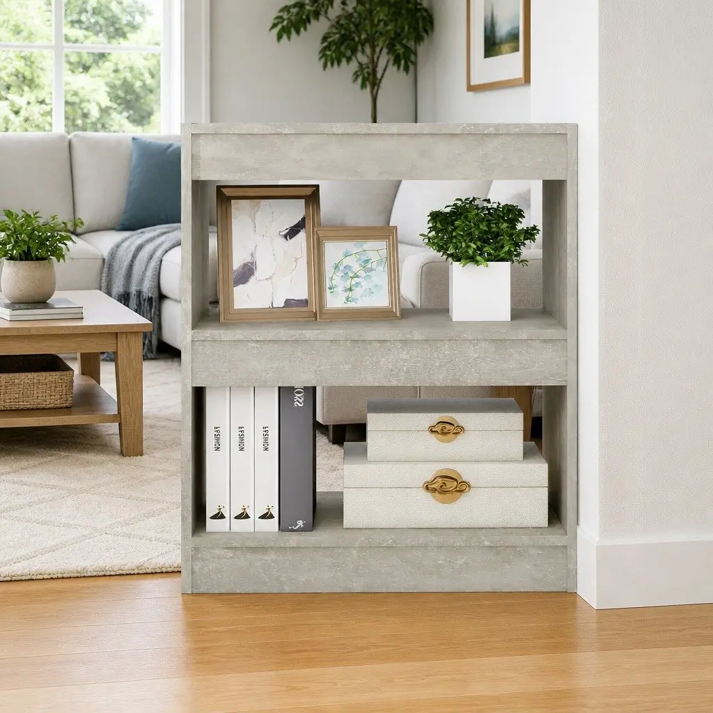 Book Cabinet Grey Storage Shelf Organiser 60W x 30D x 72H cm