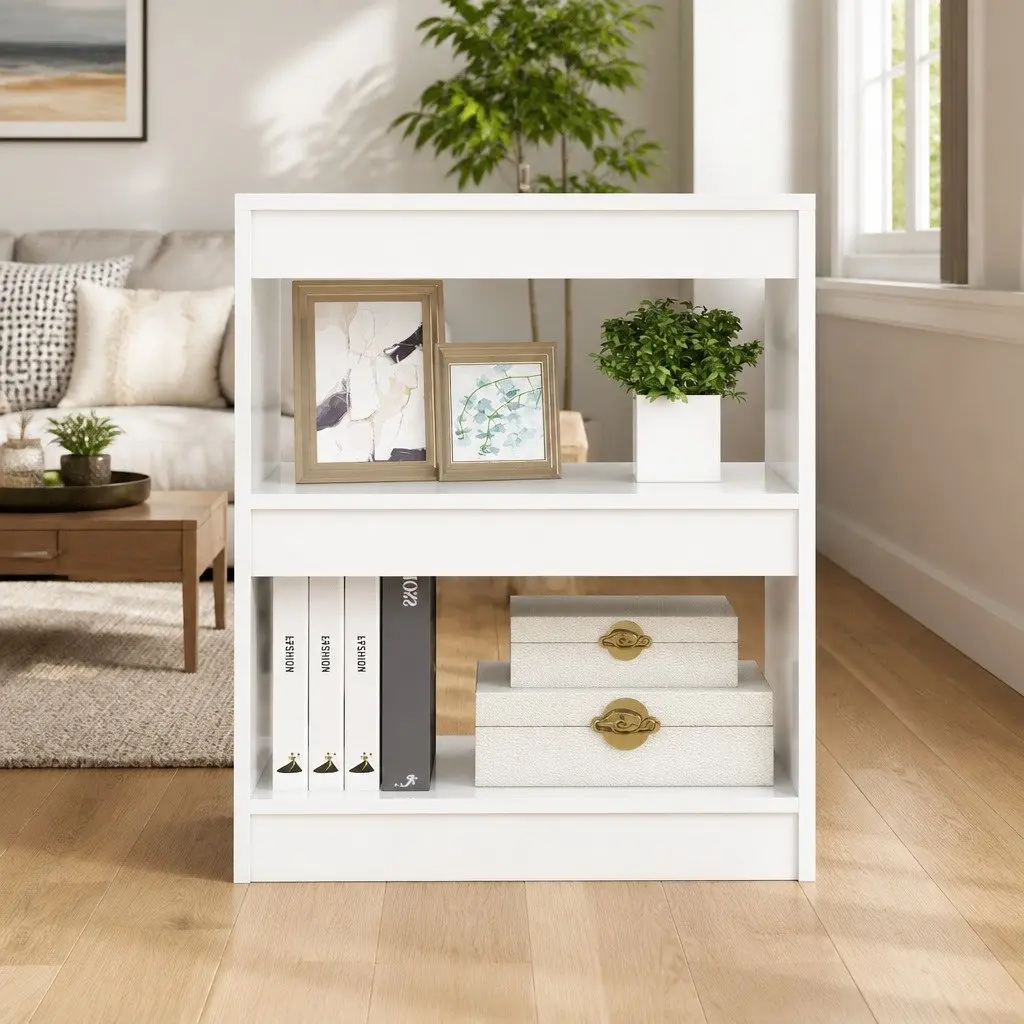 Book Cabinet Room Divider Shelf White High Gloss 60cm x 30cm x 72cm