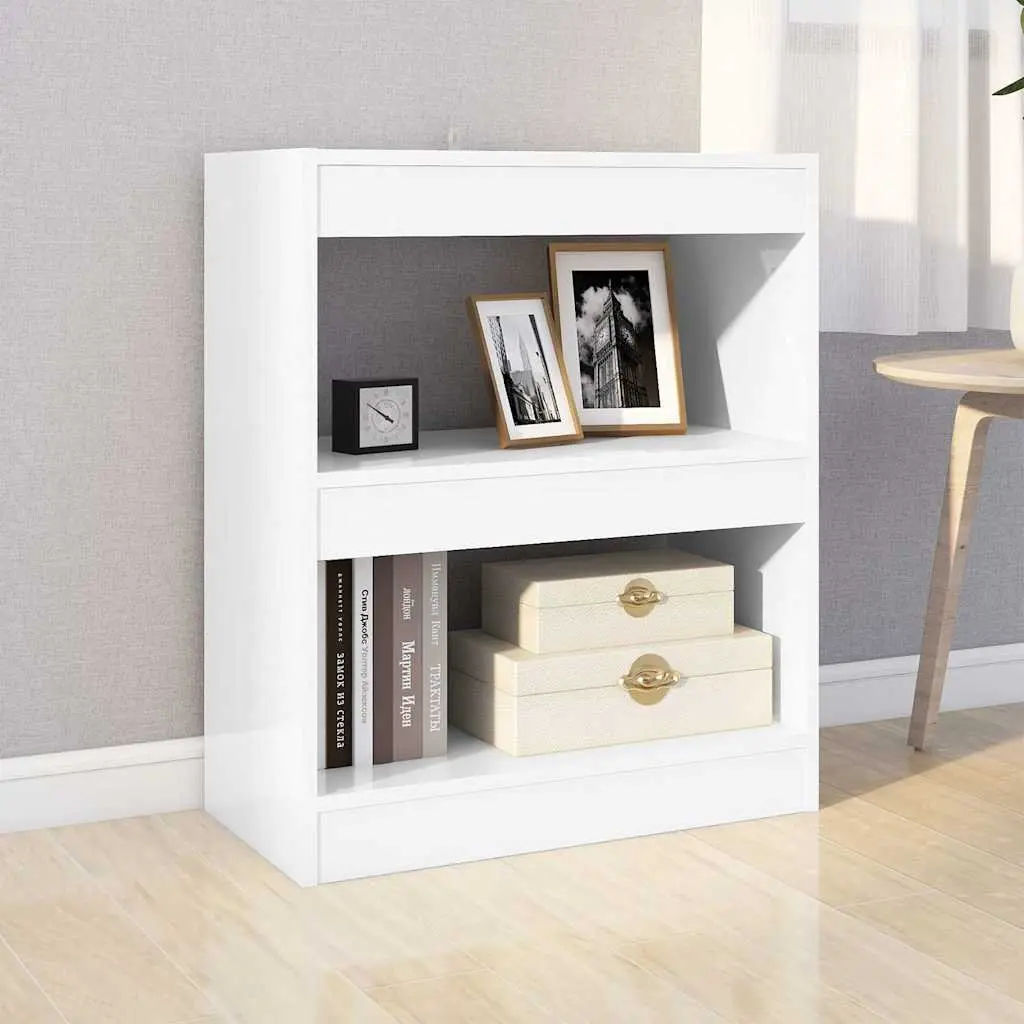 Book Cabinet Room Divider Shelf White High Gloss 60cm x 30cm x 72cm