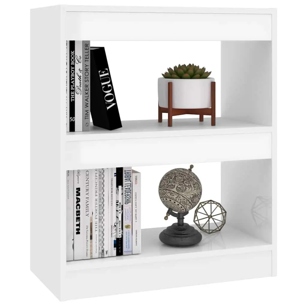 Book Cabinet Room Divider Shelf White High Gloss 60cm x 30cm x 72cm