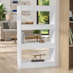 Friendly White Wooden Room Divider and Book Storage