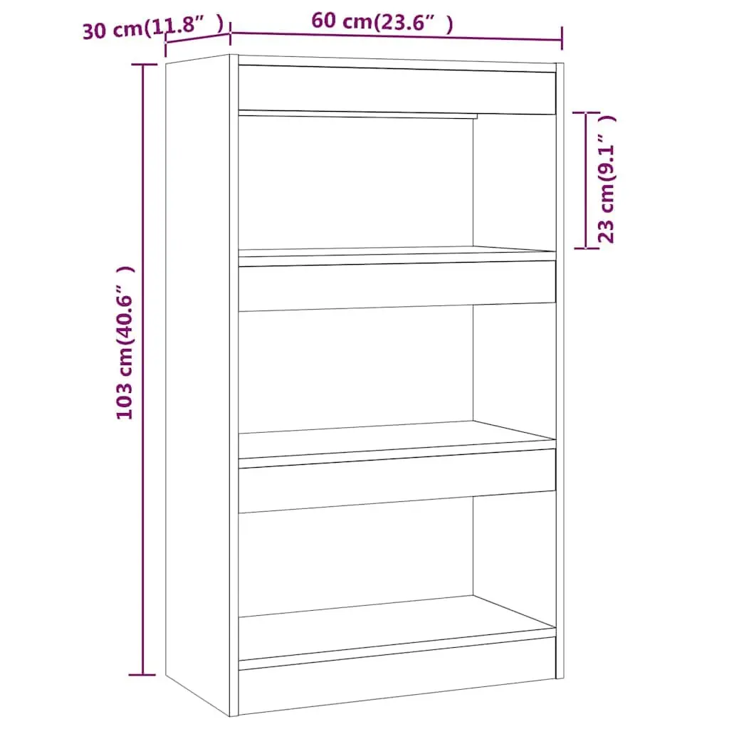 Book Cabinet Room Divider White Wooden Shelving Unit 60 x 30 x 103 cm