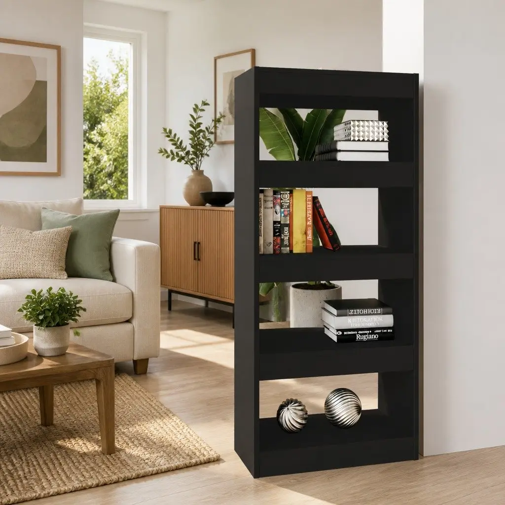 Black Bookshelf and Room Divider