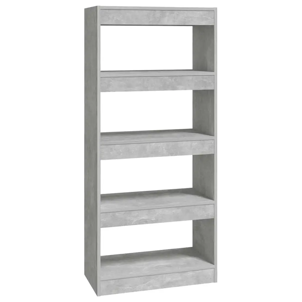 Book Cabinet Room Divider Grey Engineered Wood Shelving Storage Bookcase Display 60W x 30D x 135H cm