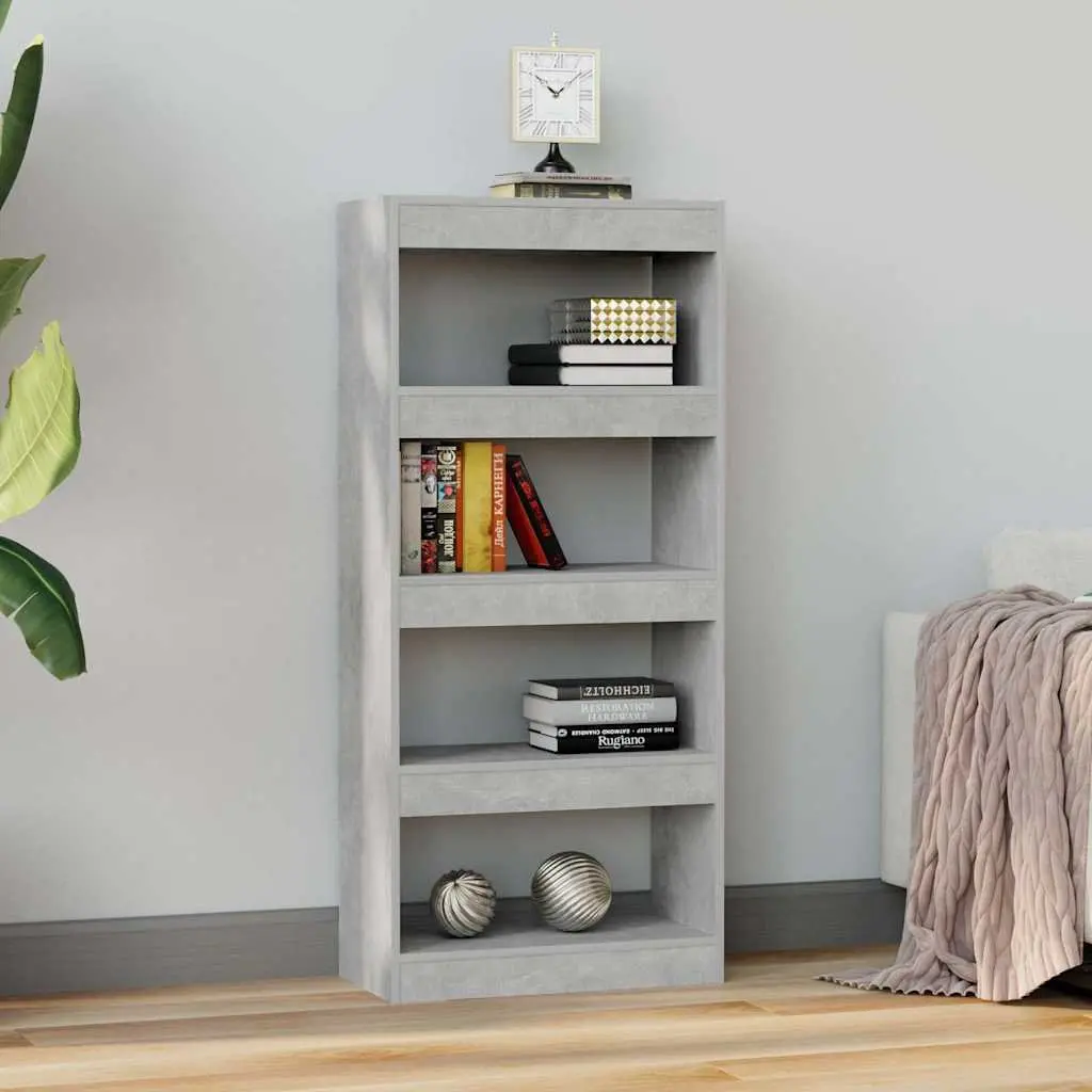 Book Cabinet Room Divider Grey Engineered Wood Shelving Storage Bookcase Display 60W x 30D x 135H cm