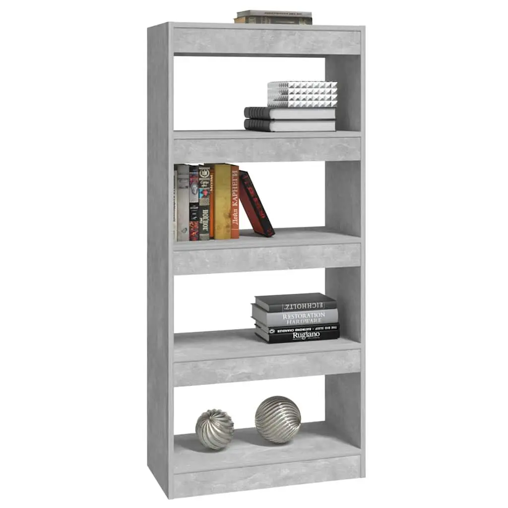 Book Cabinet Room Divider Grey Engineered Wood Shelving Storage Bookcase Display 60W x 30D x 135H cm