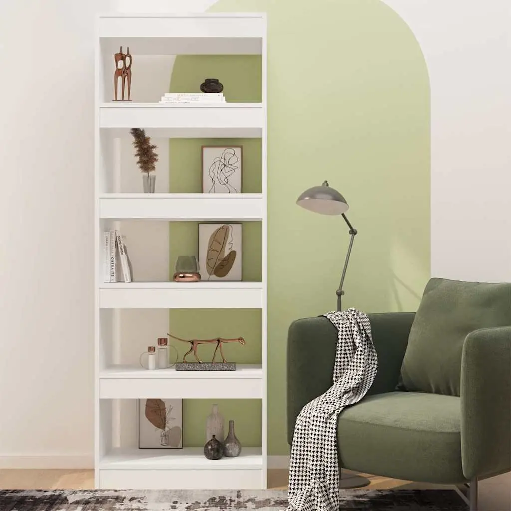 Storage Book Cabinet Engineered Wood White Room Divider 60x30x166cm