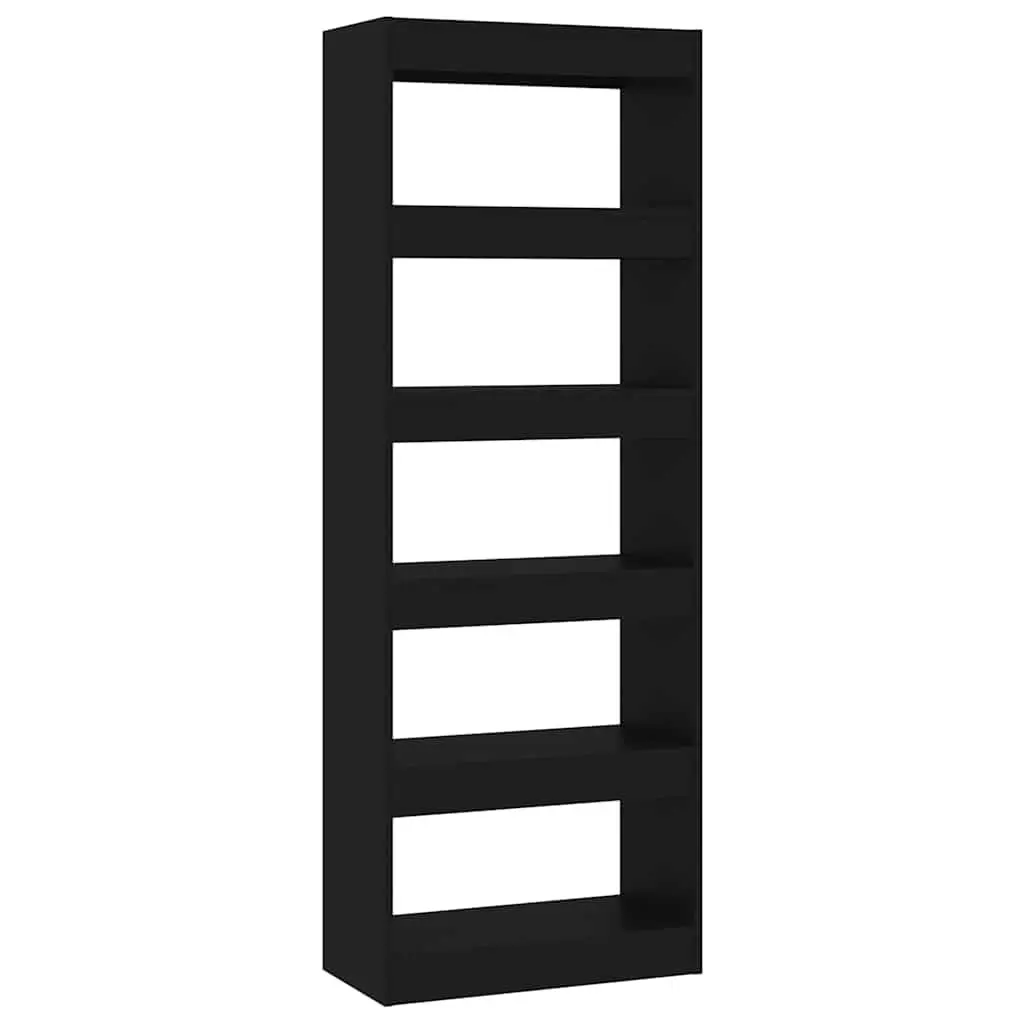 Room Divider Book Cabinet Black Engineered Wood 60x30x166cm Storage Bookshelf