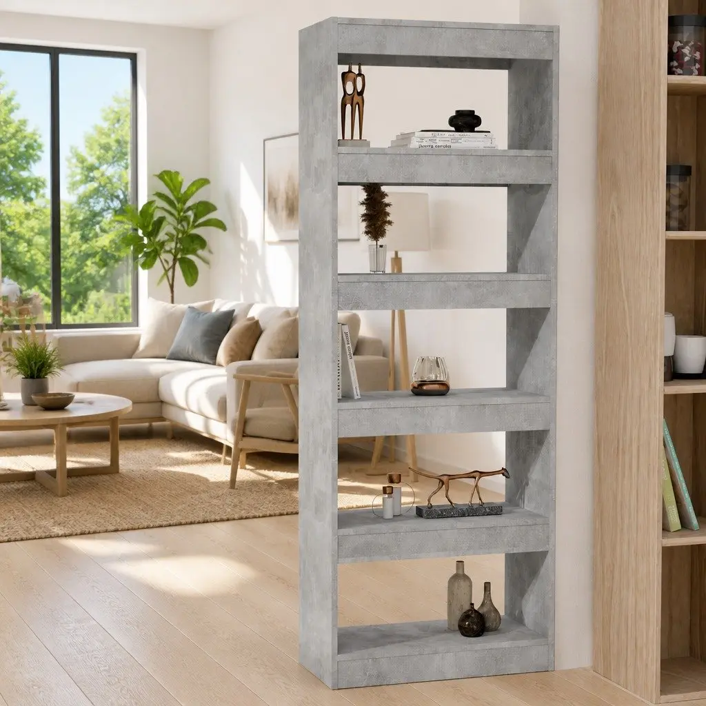 Book Cabinet Room Divider Grey Engineered Wood 60x30x166cm