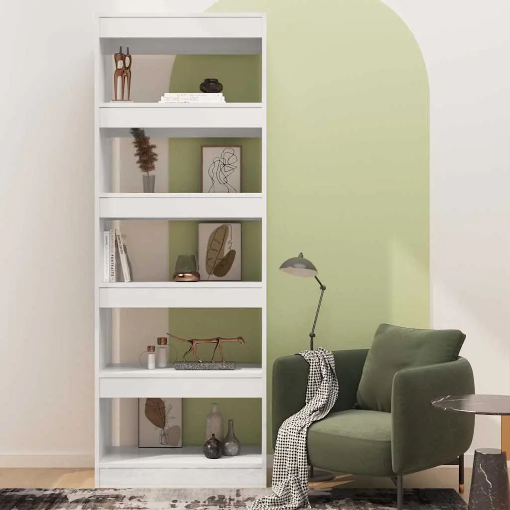 Book Cabinet Room Divider High Gloss White 60x30x166cm