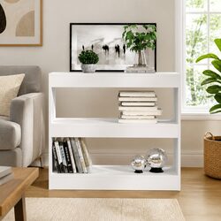 Book Cabinet Room Divider White Shelving Storage Bookcase Standing Shelf