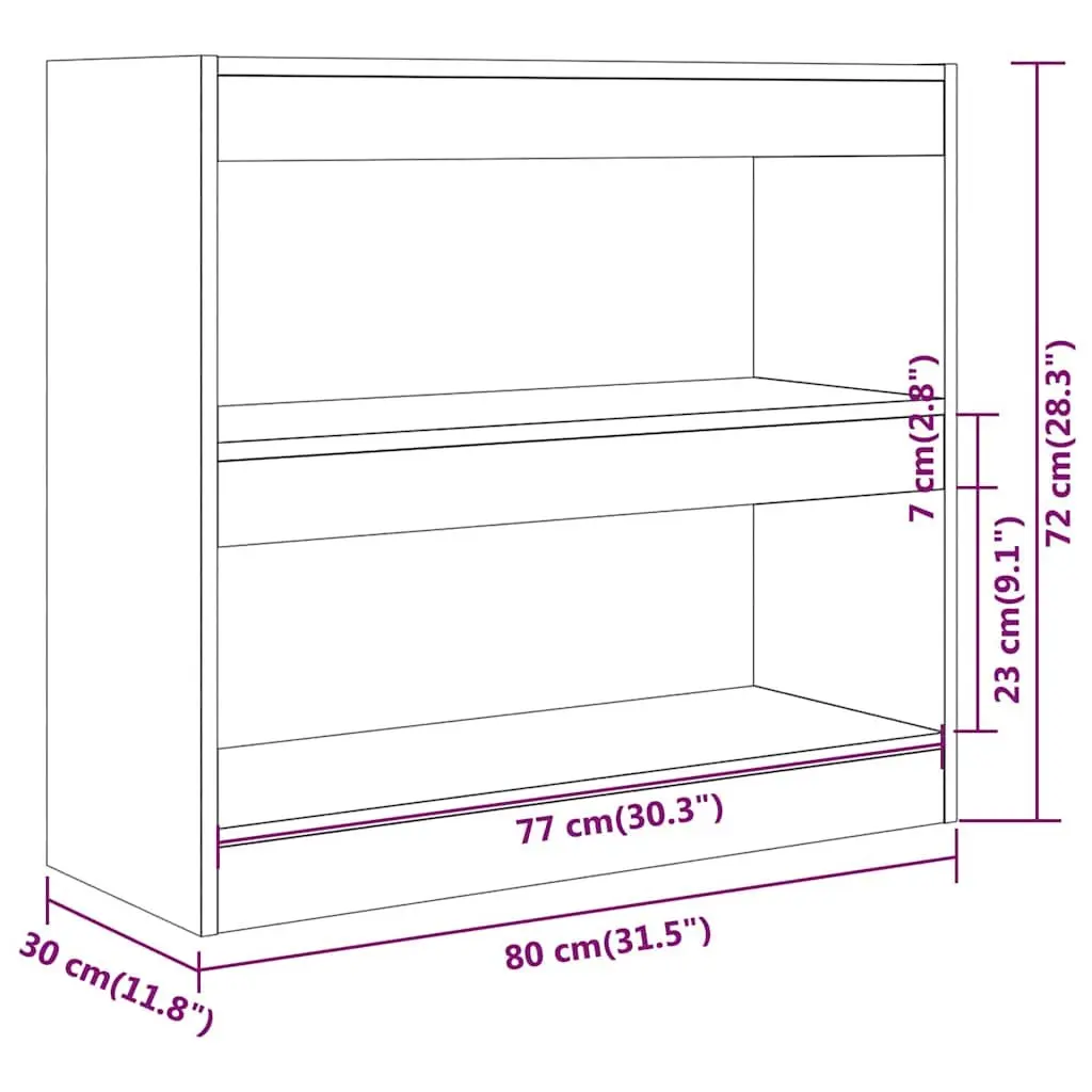Book Cabinet Room Divider White Engineered Wood 80W x 30D x 72H cm