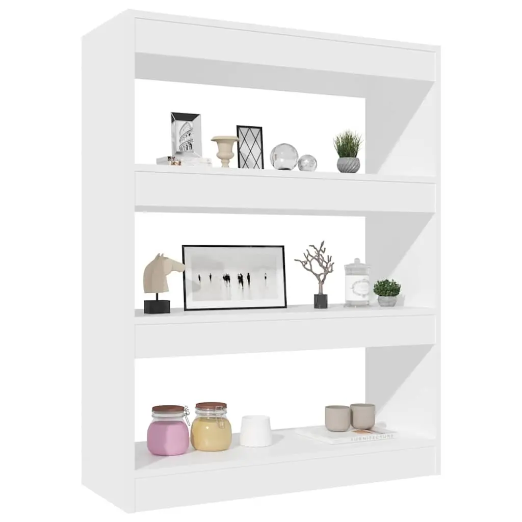 Book Cabinet Room Divider White Engineered Wood Bookshelf Storage Organiser 80 x 30 x 103 cm