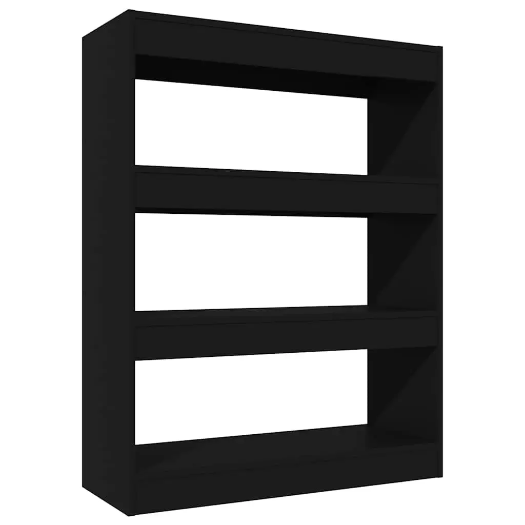 Black Book Cabinet Room Divider Shelving Unit 80 x 30 x 103 cm