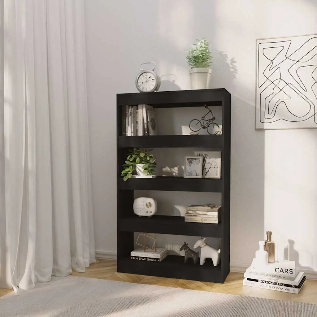 Wooden Book Cabinet Room Divider Black 80cm x 30cm x 135cm