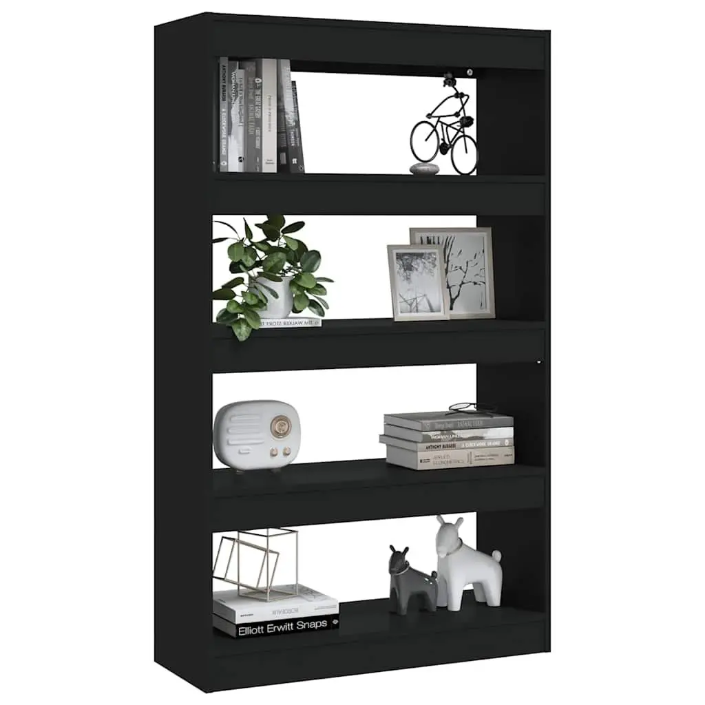 Wooden Book Cabinet Room Divider Black 80cm x 30cm x 135cm