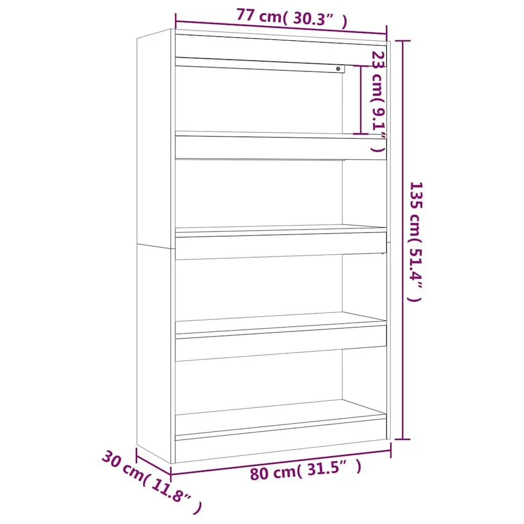 Book Cabinet Room Divider Storage Shelf Engineered Wood Brown 80x30x135 cm