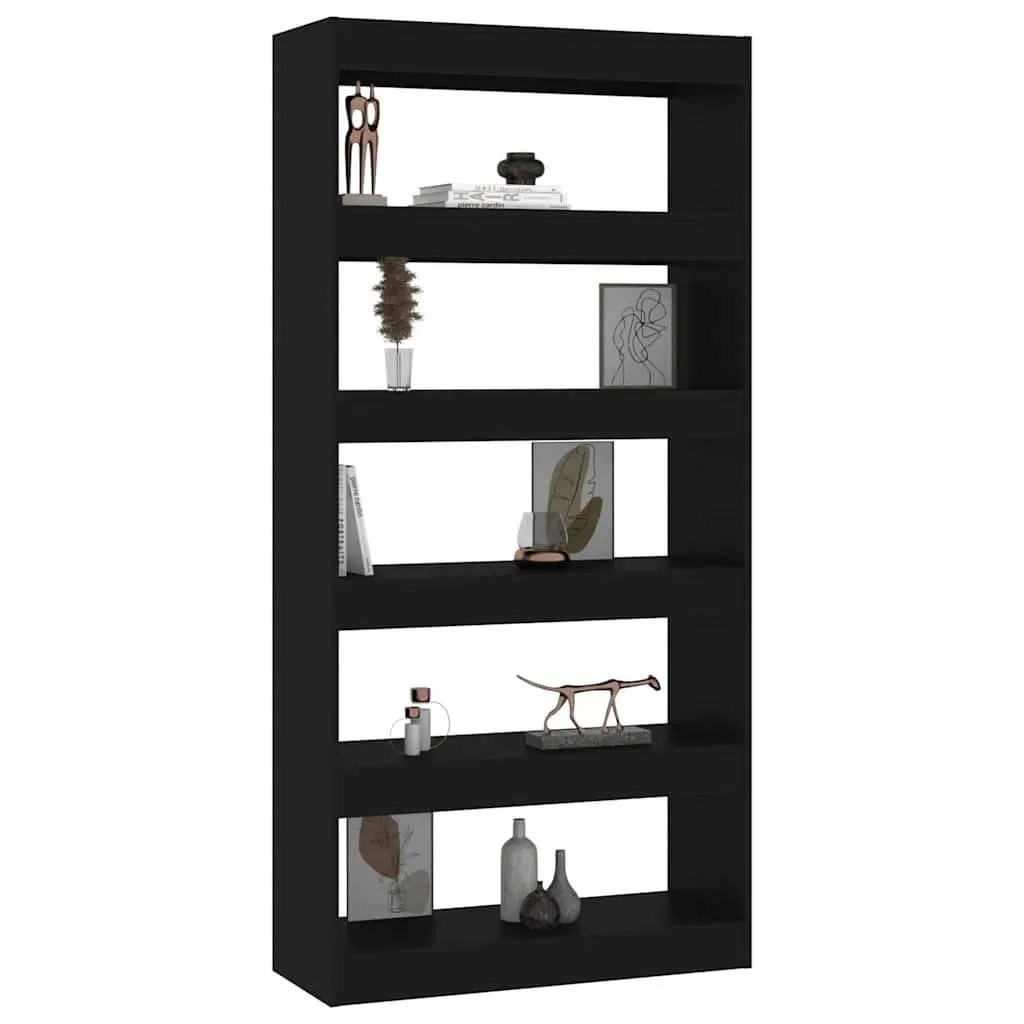 Book Cabinet Room Divider Black Engineered Wood 80W x 30D x 166H cm