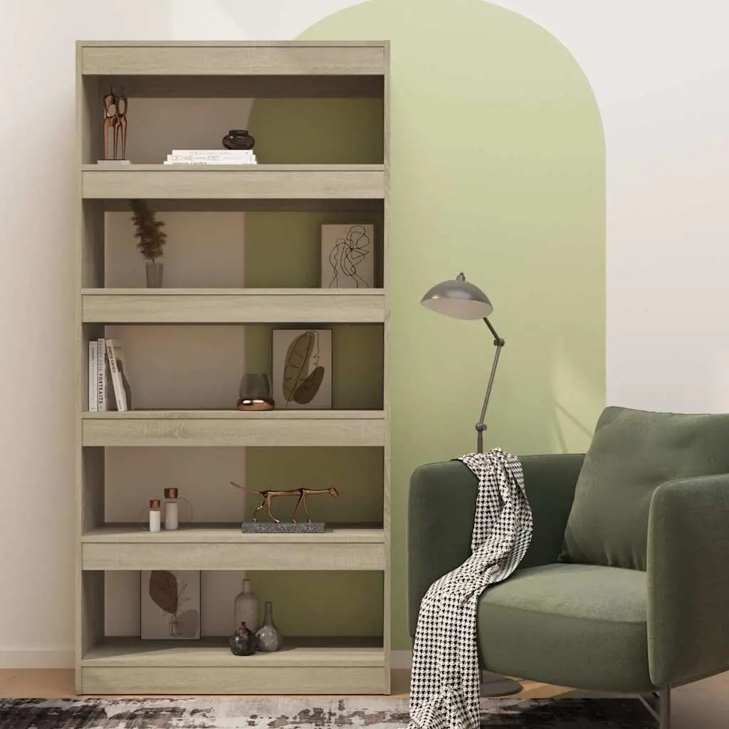 Storage Shelf Room Divider Book Cabinet 80x30x166cm Brown Engineered Wood