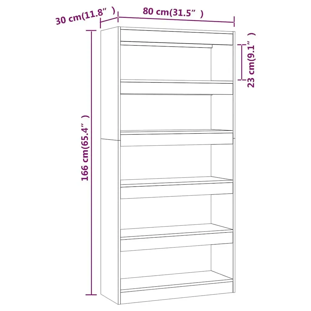 Storage Shelf Room Divider Book Cabinet 80x30x166cm Brown Engineered Wood
