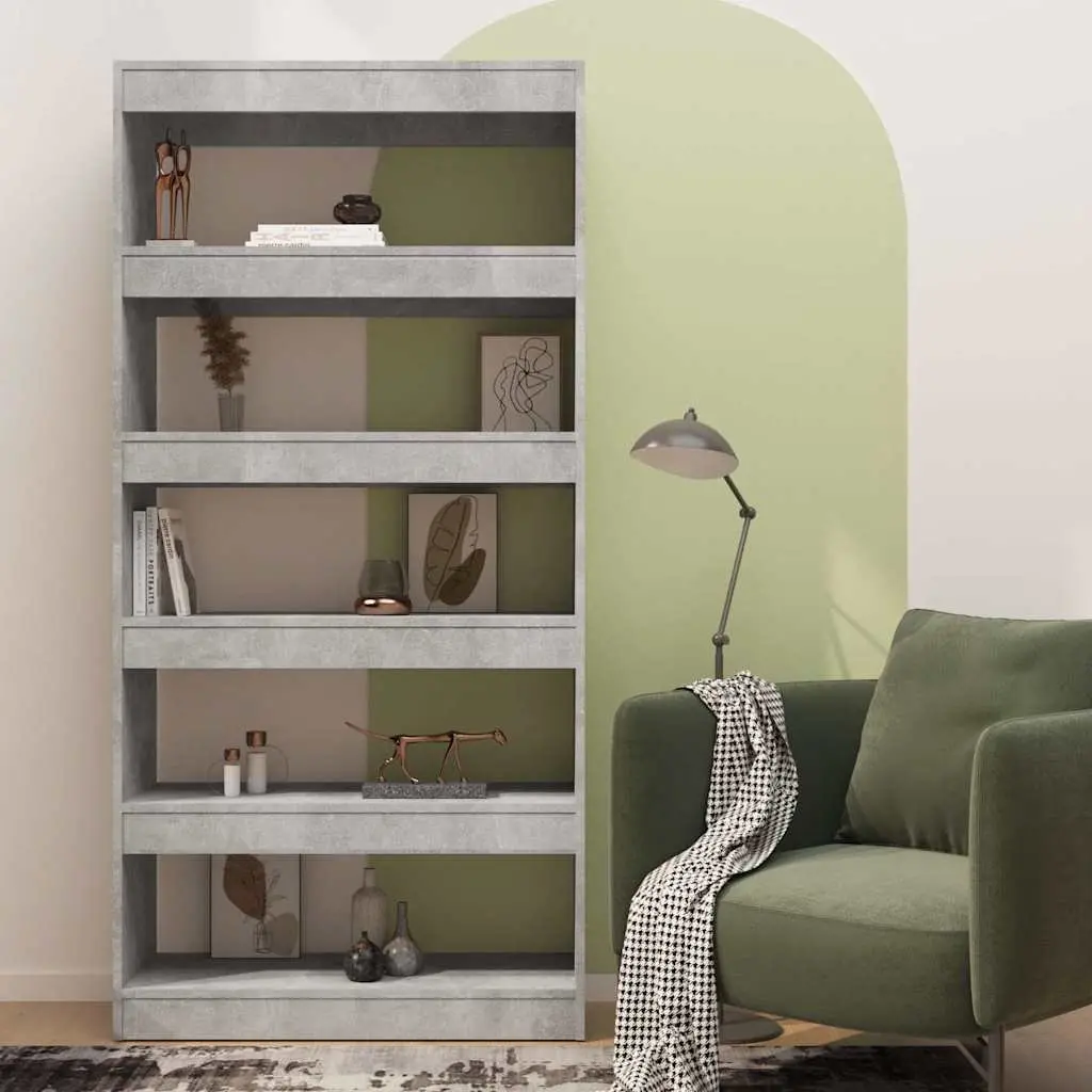 Book Cabinet Grey Engineered Wood Room Divider 80W x 30D x 166H cm