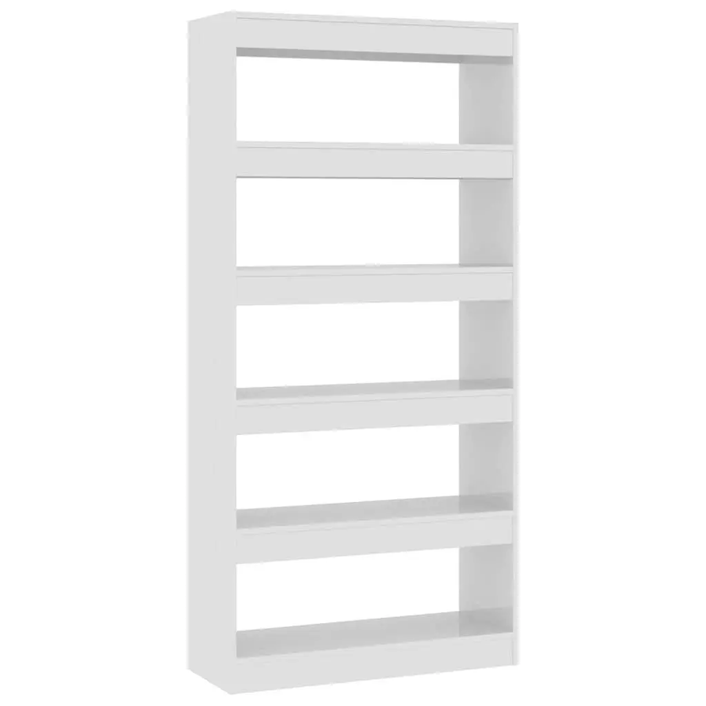 Book Cabinet Room Divider Storage Organiser White High Gloss 80W x 30D x 166H cm