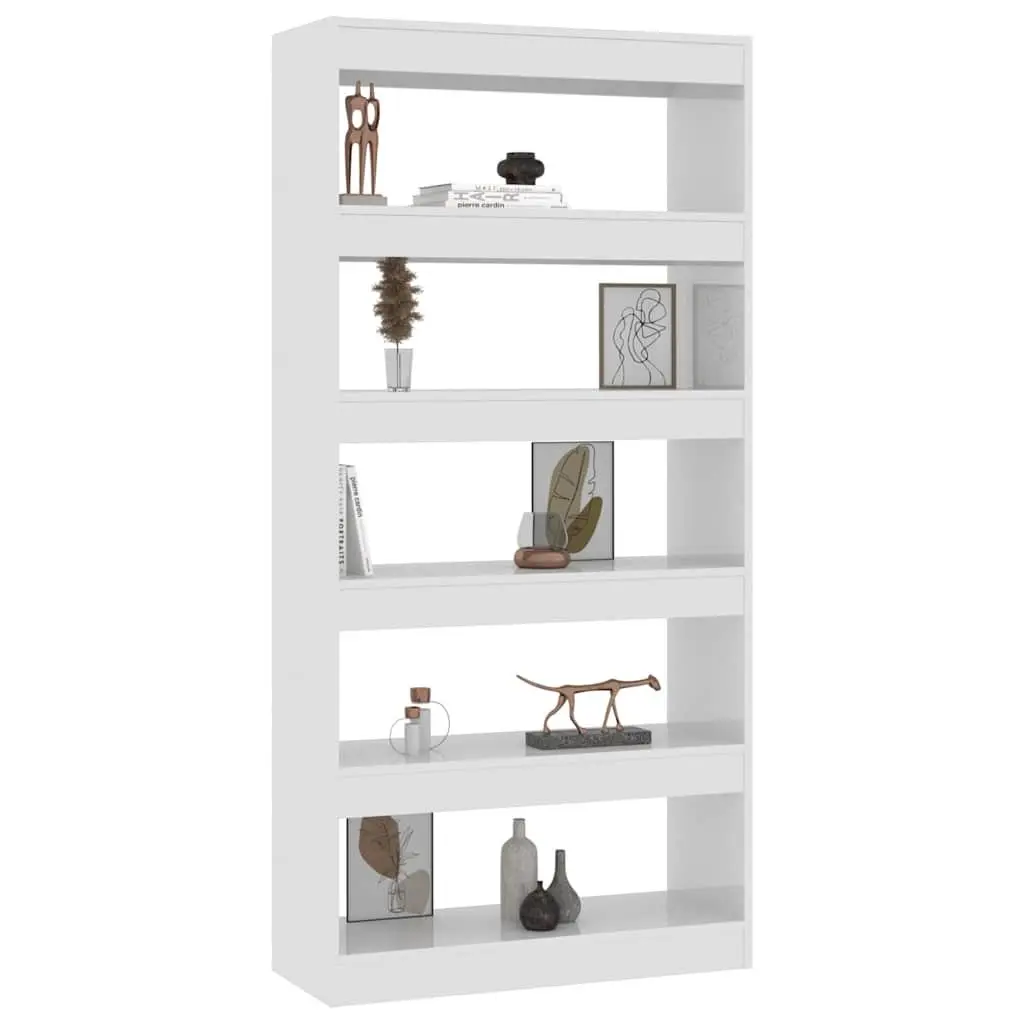 Book Cabinet Room Divider Storage Organiser White High Gloss 80W x 30D x 166H cm