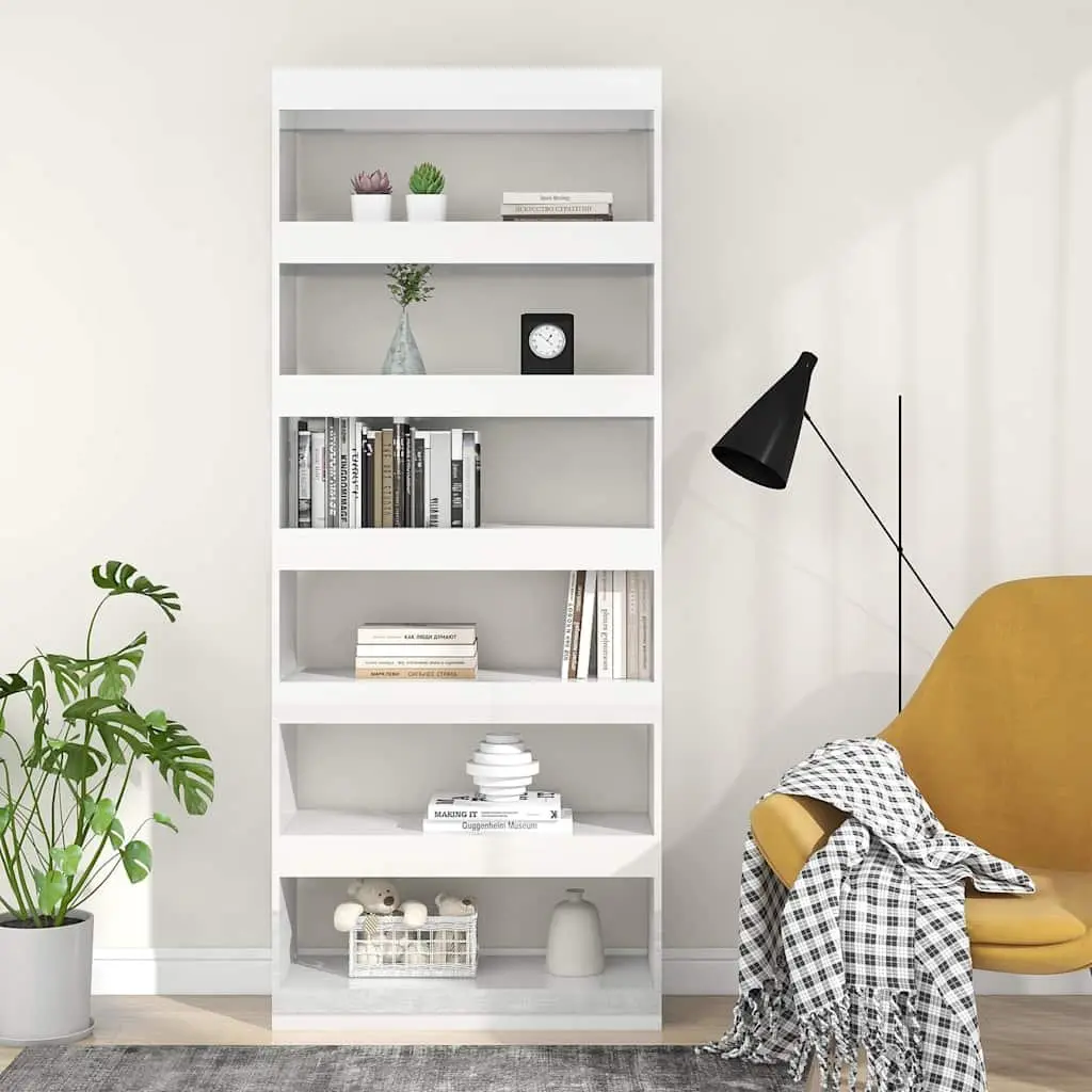 Book Cabinet Room Divider High Gloss White 80x30x198 cm