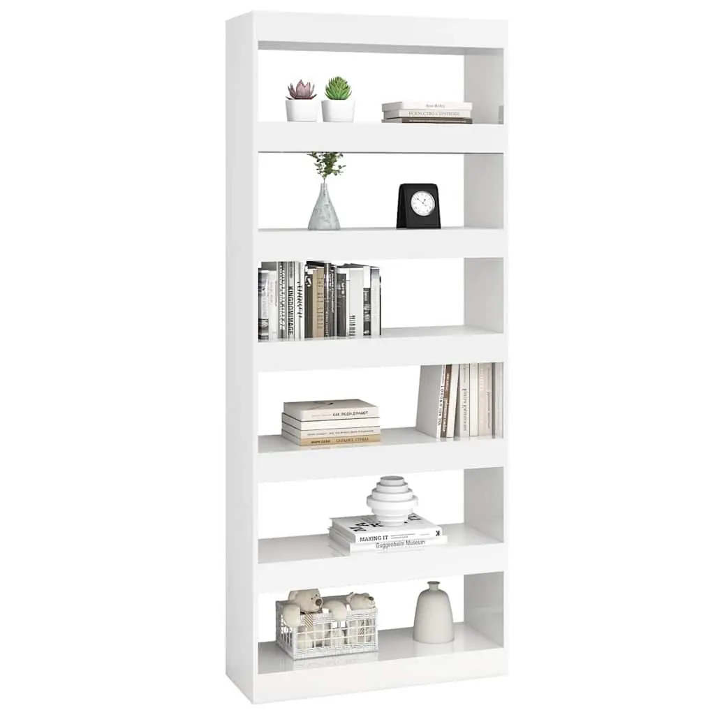 Book Cabinet Room Divider High Gloss White 80x30x198 cm