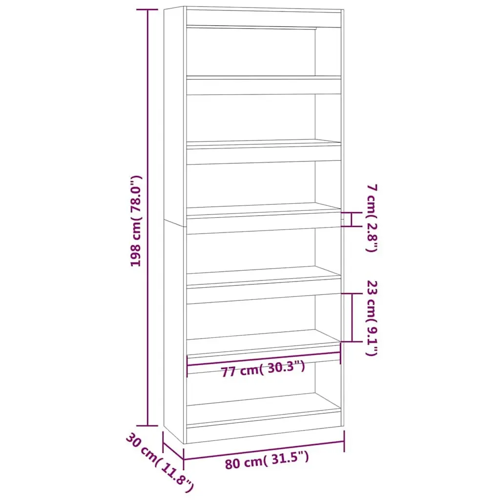 Book Cabinet Room Divider High Gloss White 80x30x198 cm