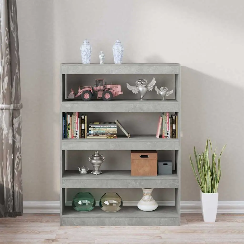 Book Cabinet Room Divider Grey Shelving Unit 100W x 30D x 135H cm