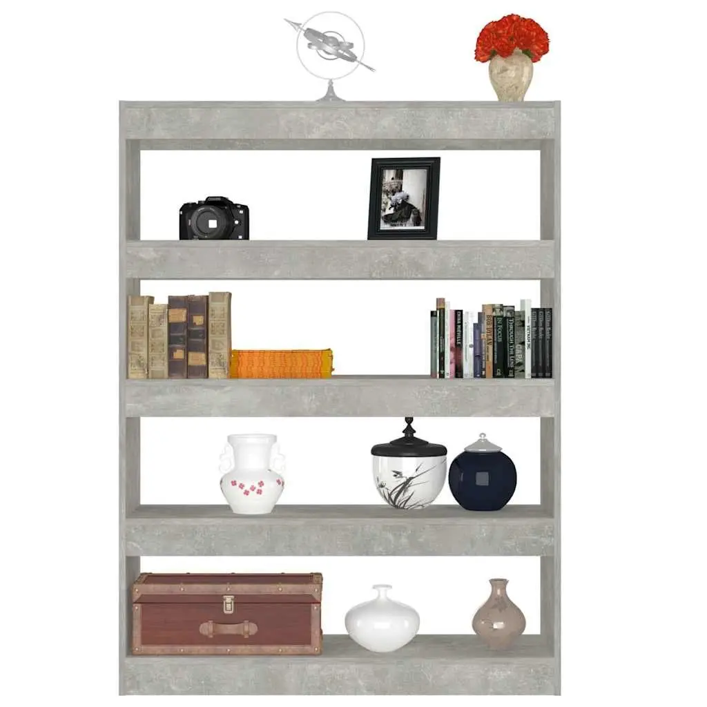 Book Cabinet Room Divider Grey Shelving Unit 100W x 30D x 135H cm