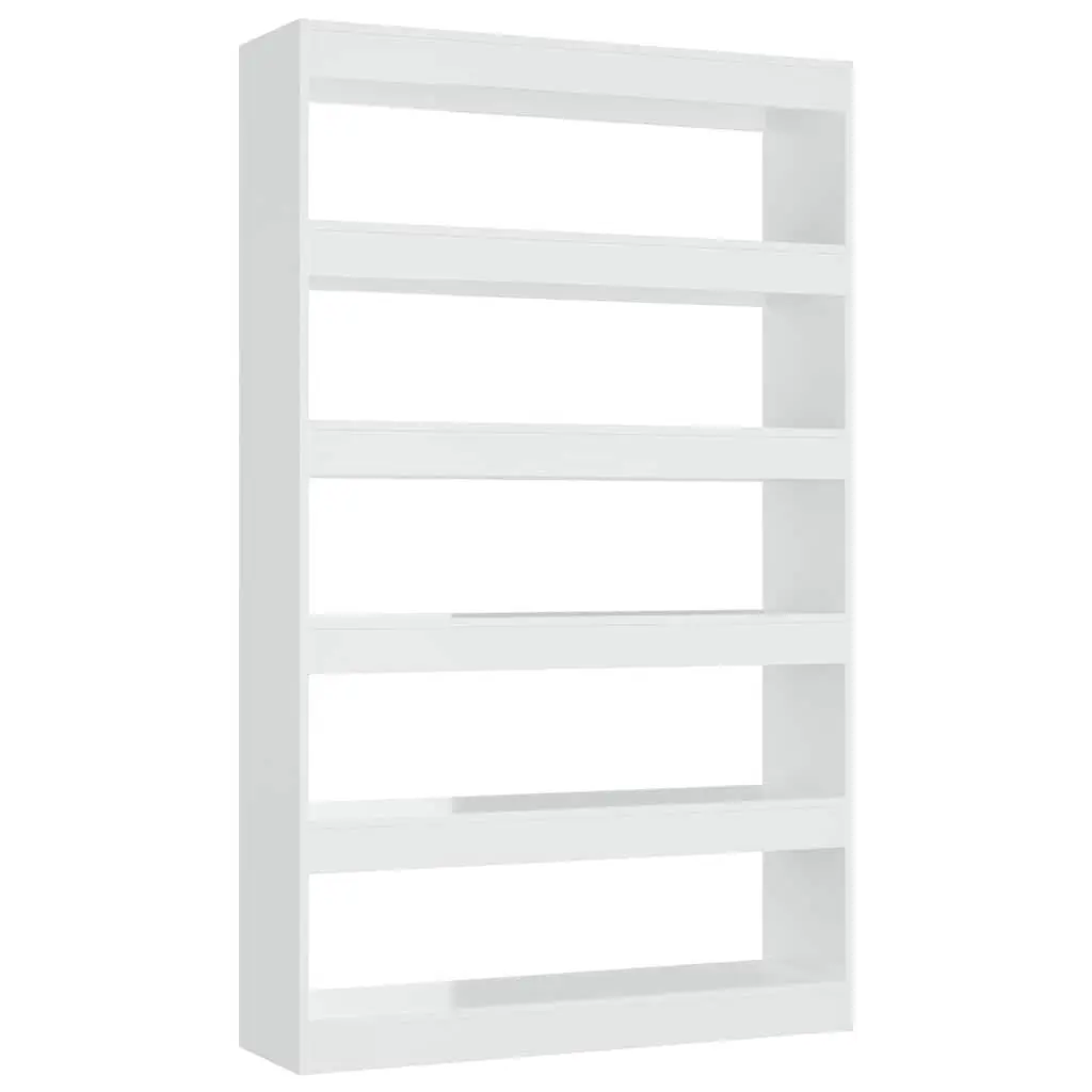 Wooden Book Cabinet High Gloss White Room Divider 100 x 30 x 166 cm