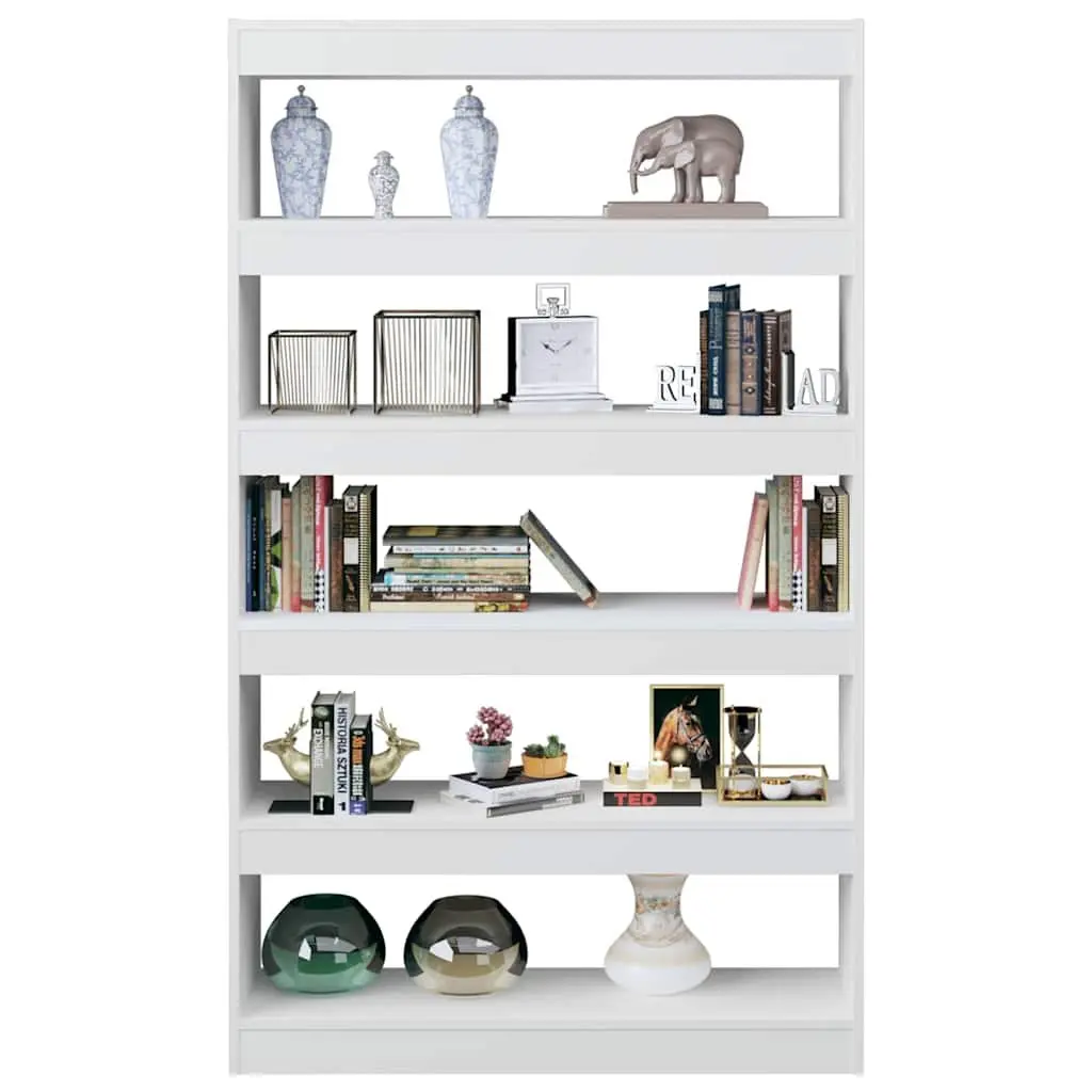 Wooden Book Cabinet High Gloss White Room Divider 100 x 30 x 166 cm