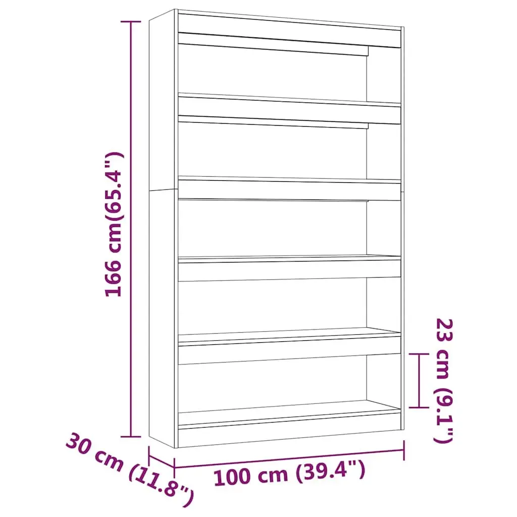 Wooden Book Cabinet High Gloss White Room Divider 100 x 30 x 166 cm