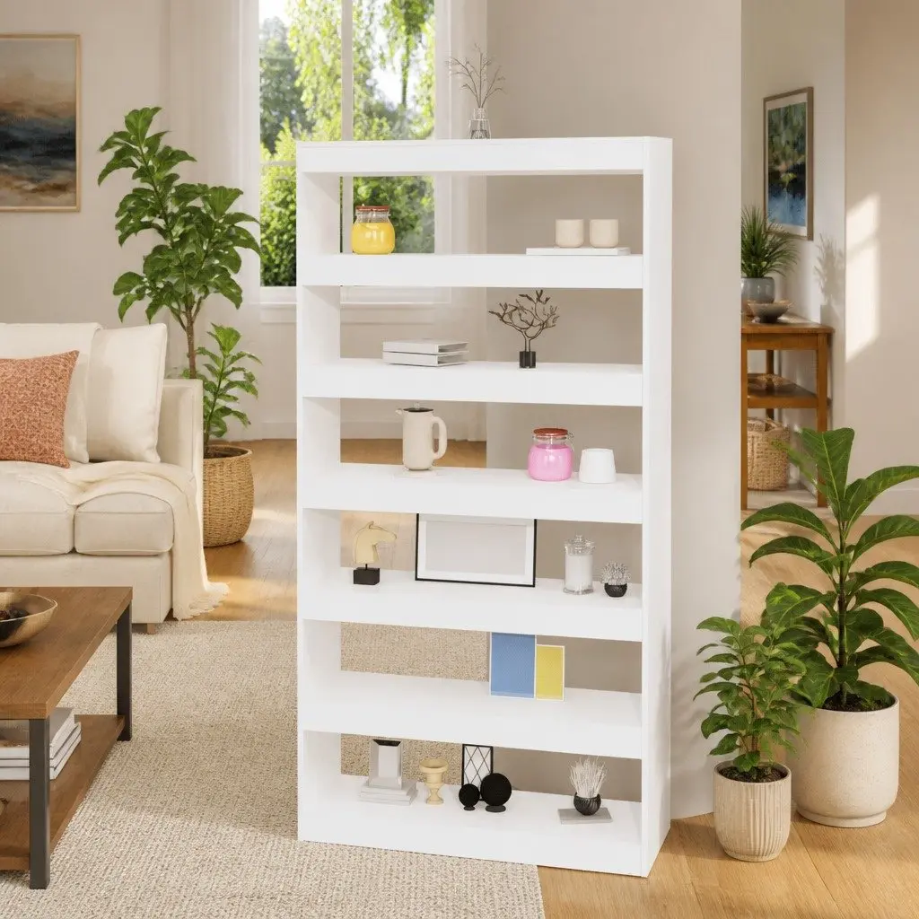 Book Cabinet White Room Divider 100x30x198 cm Storage Organiser
