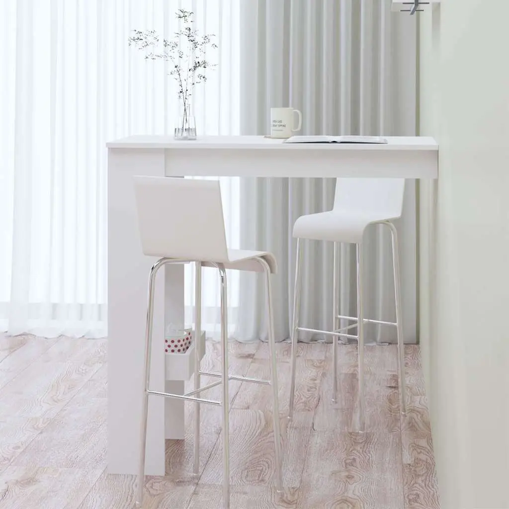 Wall Bar Table White Engineered Wood 102 x 45 x 103.5 cm