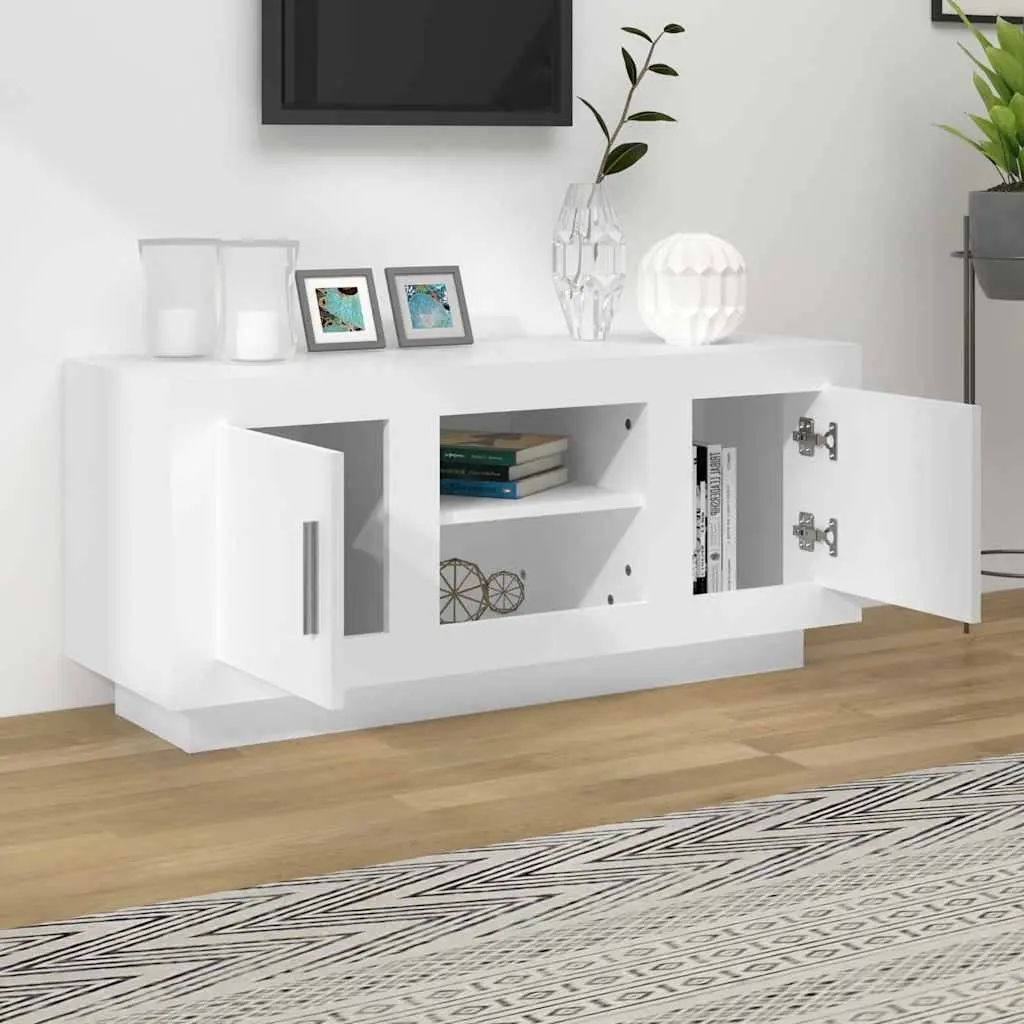TV Cabinet White Engineered Wood 102x35x45 cm